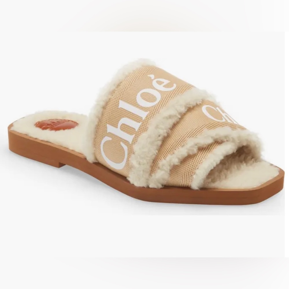 Chloe Woody Shearling Slide